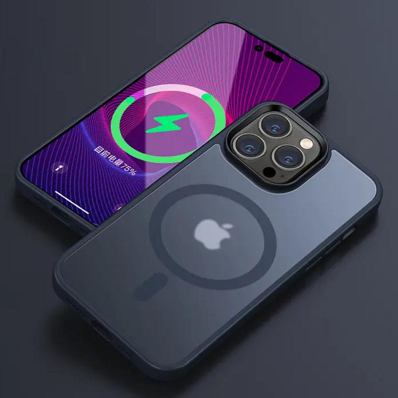 Противоударный TPU+PC Чехол Metal Buttons with MagSafe Colorful для Apple iPhone 14 Pro Max (6.7") Синий - фото 2