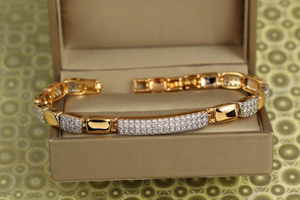 Браслет Xuping Jewelry отражение иллюзии с родием 17 см 6 мм Золотистый