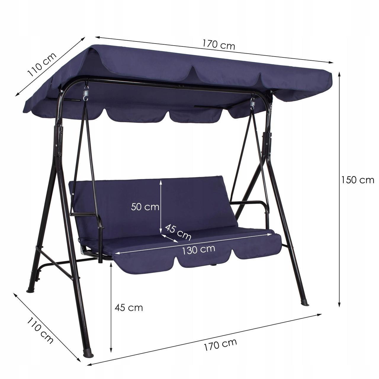 Качели-диван садовые с навесом Springos Luna GS0019 150x170 см - фото 6 Качели-диван садовые с навесом Springos Luna GS0019 150x170 см - фото 6