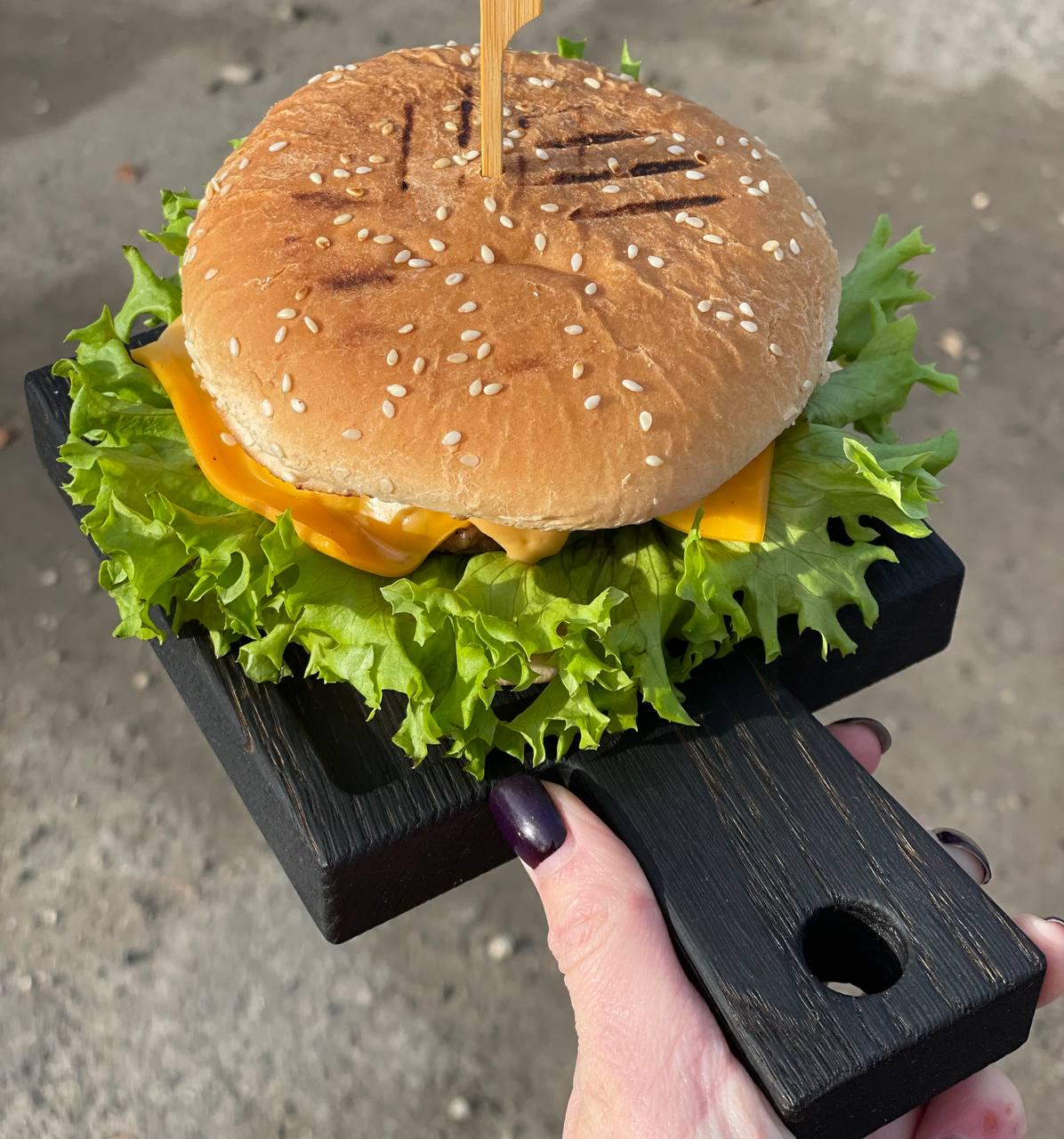 Доска обпаленая деревяная с ручкой для подачи блюд 13х20 см (9230032) - фото 5