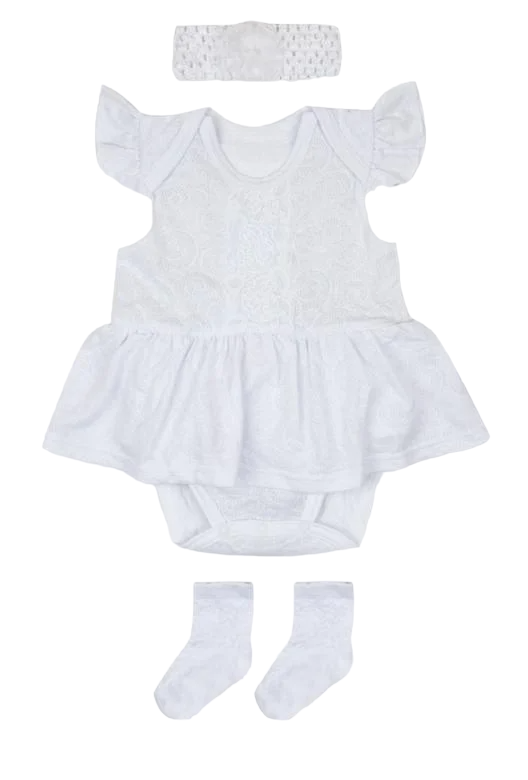 Комплект детской одежды хлопковый для девочки Gabbi КТР-21-7 боди/ободок/носки 74 см Белый (12897)