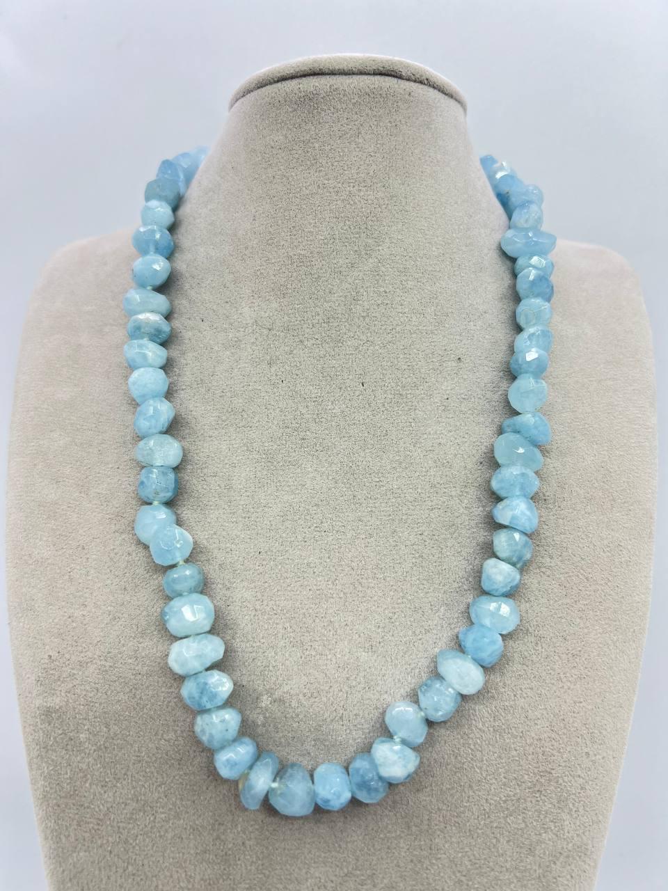 Бусы аквамарин 40 см Голубой (11015)