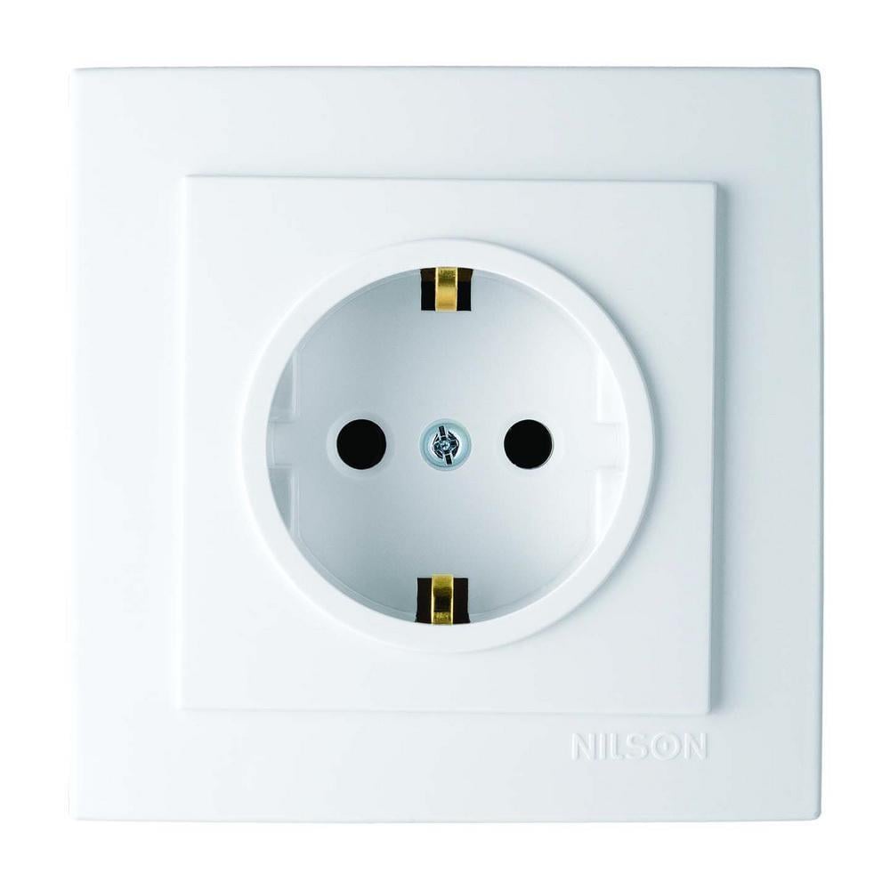 Розетка одинарная с заземлением Nilson Touran Белый (00000023861)