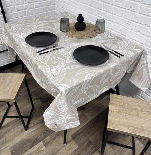 Скатерть водоотталкивающая Comfort Home Branch beige с тефлоновым покрытием 100x150 см