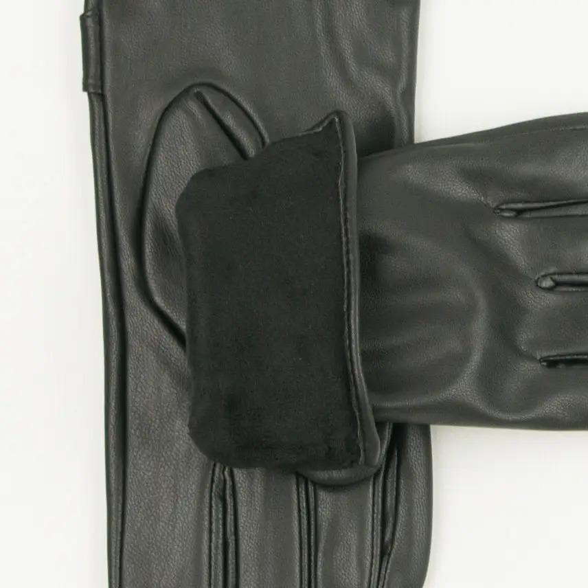 Рукавички жіночі з екошкіри на плюші з пряжкою L (№19-23-1/2) - фото 2 Рукавички жіночі з екошкіри на плюші з пряжкою L (№19-23-1/2) - фото 2