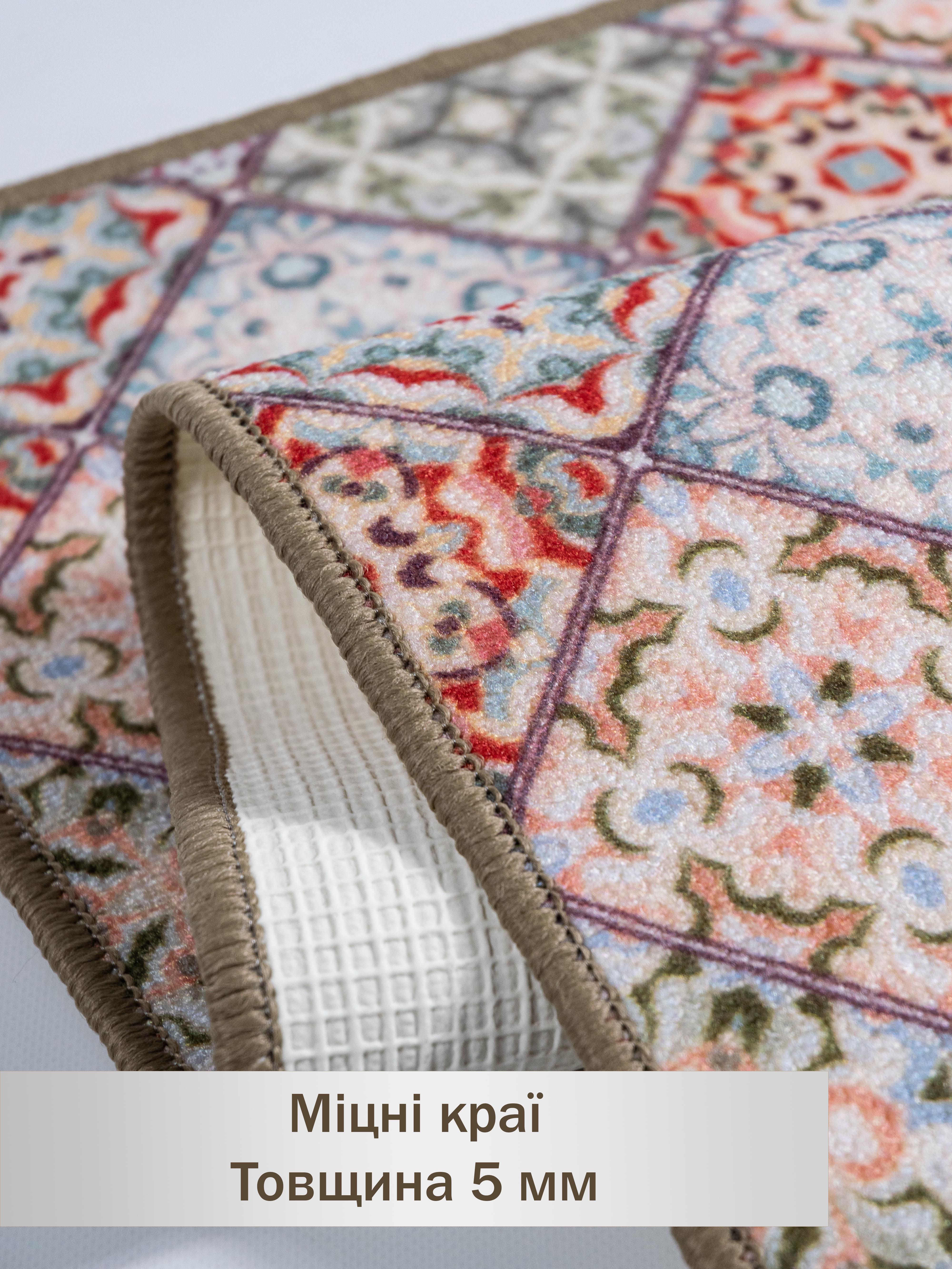 Набор ковриков в ванную комнату и туалет Print 202-2 100х150/57х60 см Бежевый/Голубой (484677384) - фото 3 Набор ковриков в ванную комнату и туалет Print 202-2 100х150/57х60 см Бежевый/Голубой (484677384) - фото 3