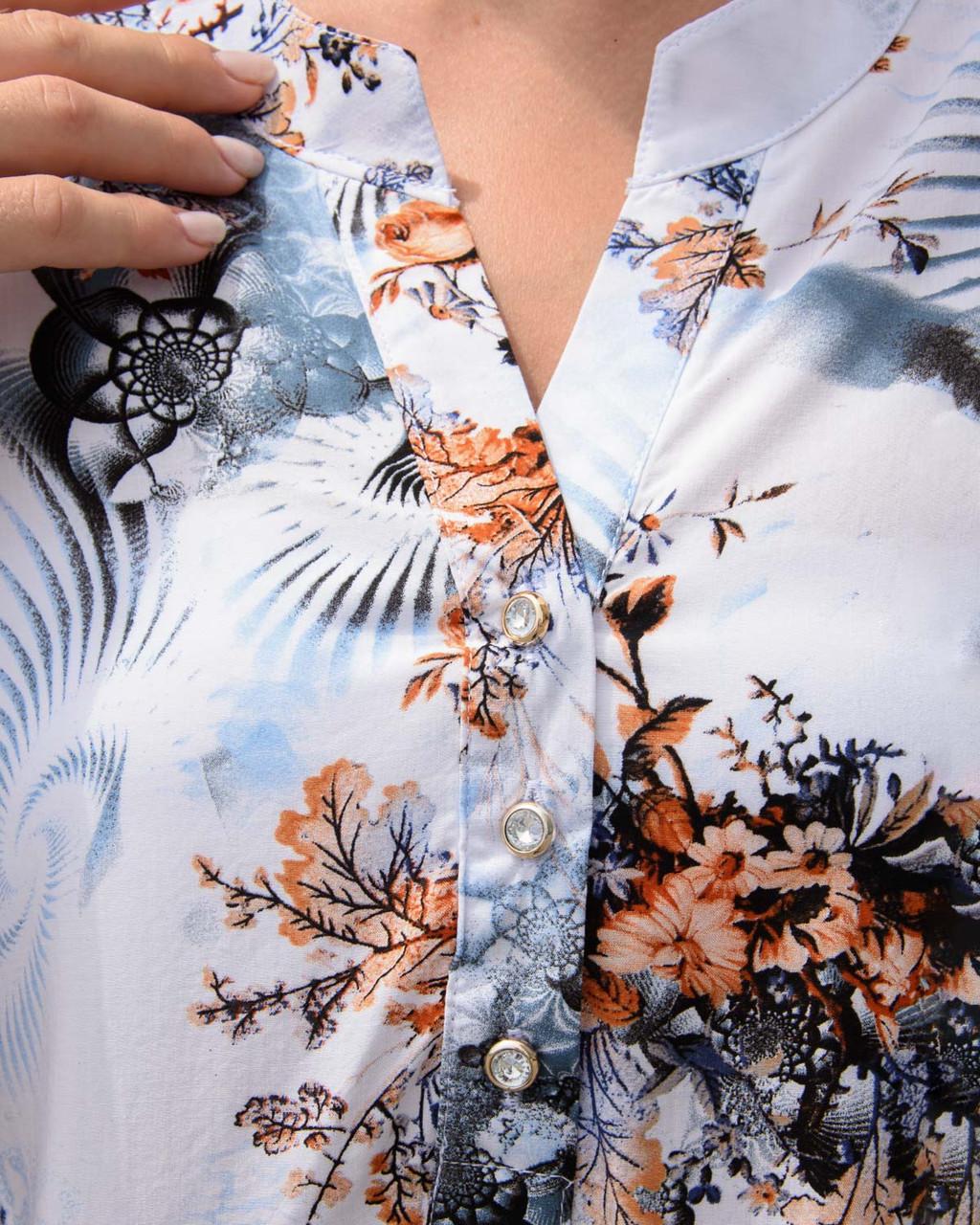 Блузка женская K-601 цветочный принт XXXL White - фото 7 Блузка женская K-601 цветочный принт XXXL White - фото 7