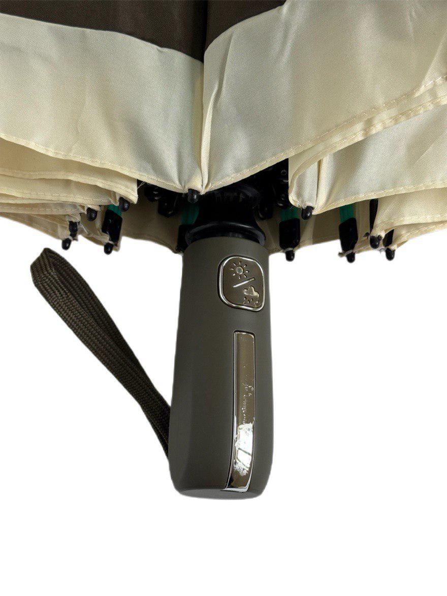 Парасолька автоматична жіноча Bellissimo 12 спиць 6 сегментів Коричневий з бежевою облямівкою (654/2) - фото 5