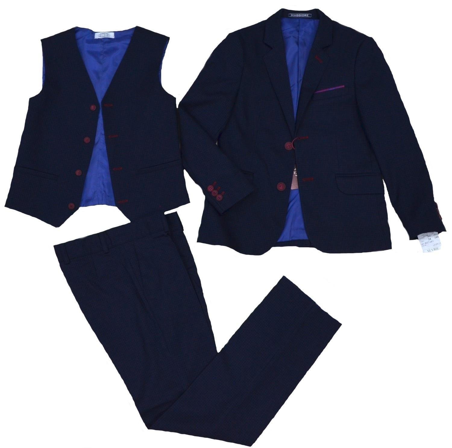 Костюм шкільний для хлопчика SUZIE ТАРАС піджак/жилет та штани у клітинку 128 см Синій (693001_128)