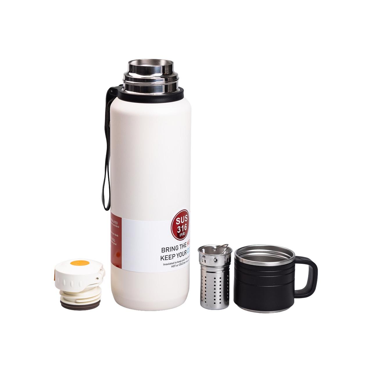 Термос High Bottle із заварником та фліп кришкою 1 л Білий - фото 3 Термос High Bottle із заварником та фліп кришкою 1 л Білий - фото 3