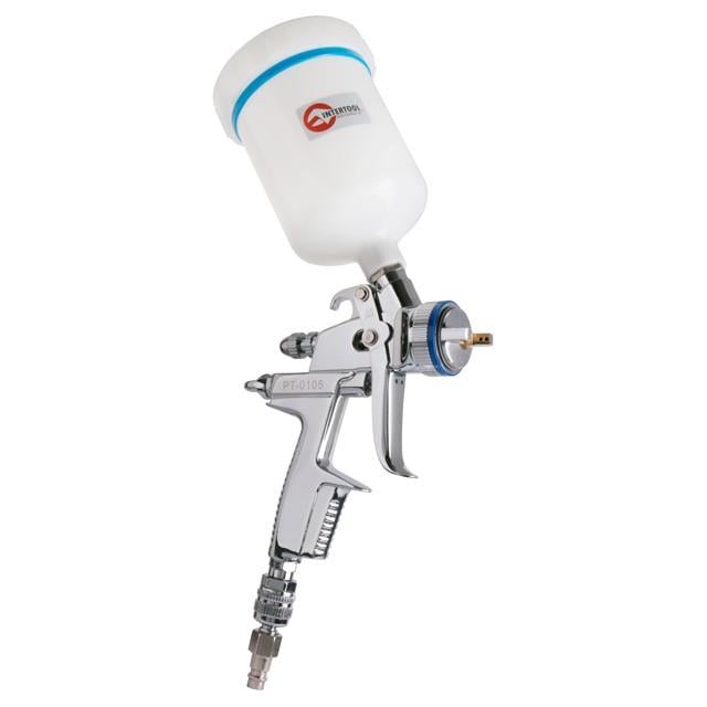 Краскопульт пневматический Intertool PT-0105 HVLP II профессиональный форсунка 1,3 мм верхний пластиковый бачок 600 мл 2 бар (1649634583) - фото 2