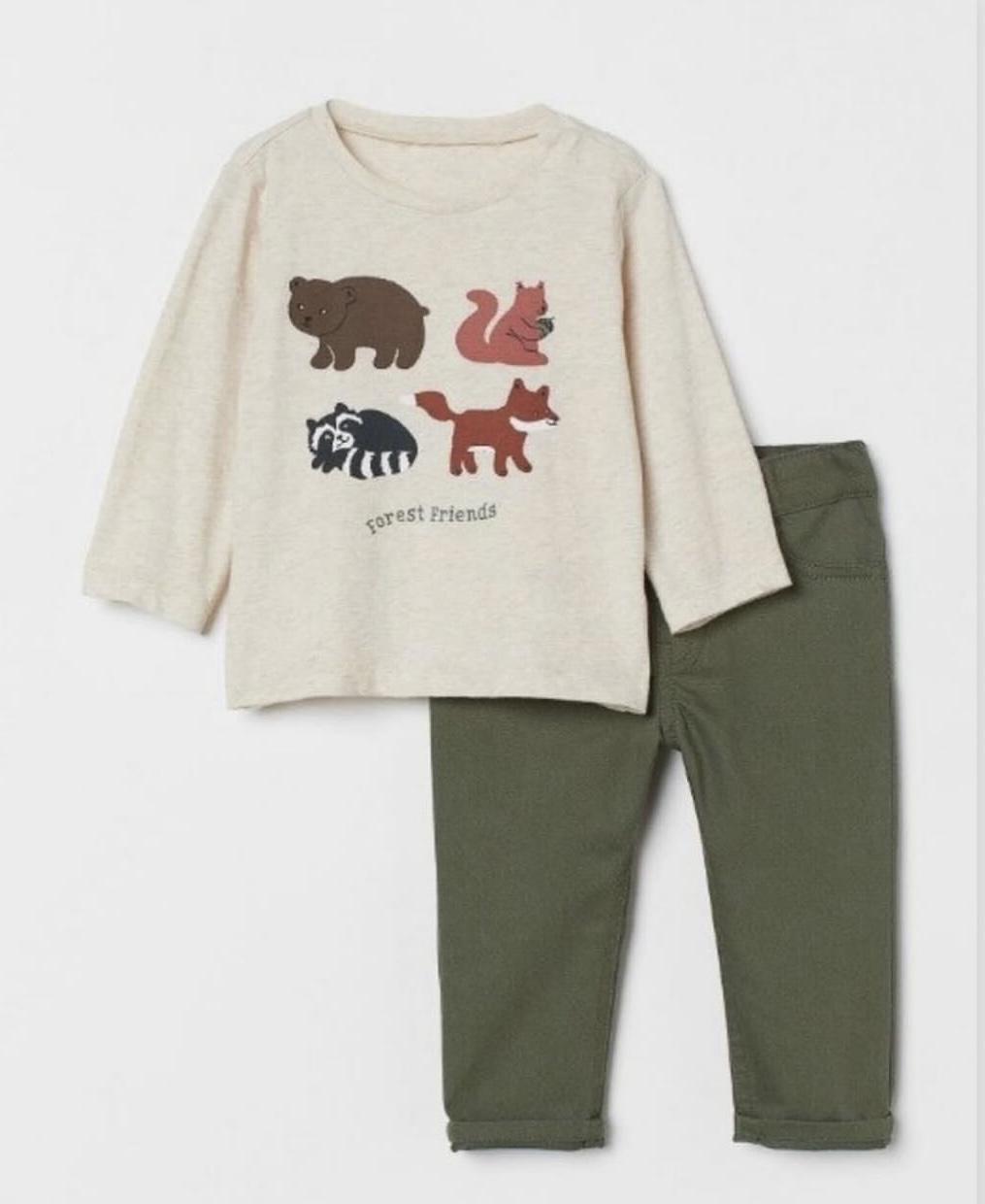 Костюм для мальчика H&M 80 см Бежевый/Зеленый (111)