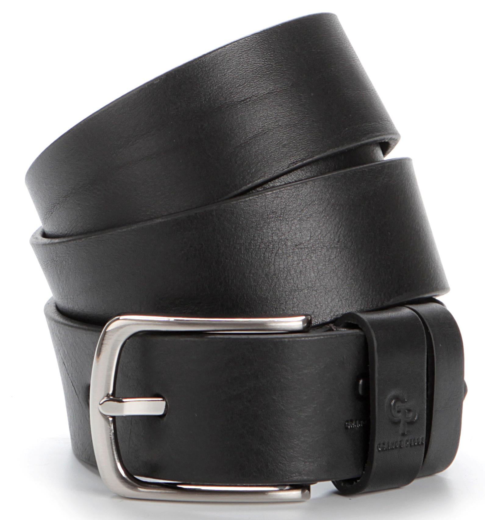 Ремень мужской Grande pelle 00778 джинсовый Черный