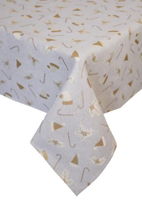 Скатерть жаккардовая с люрексом Прованс Шапочки 136х180 см Бежевый (36551)