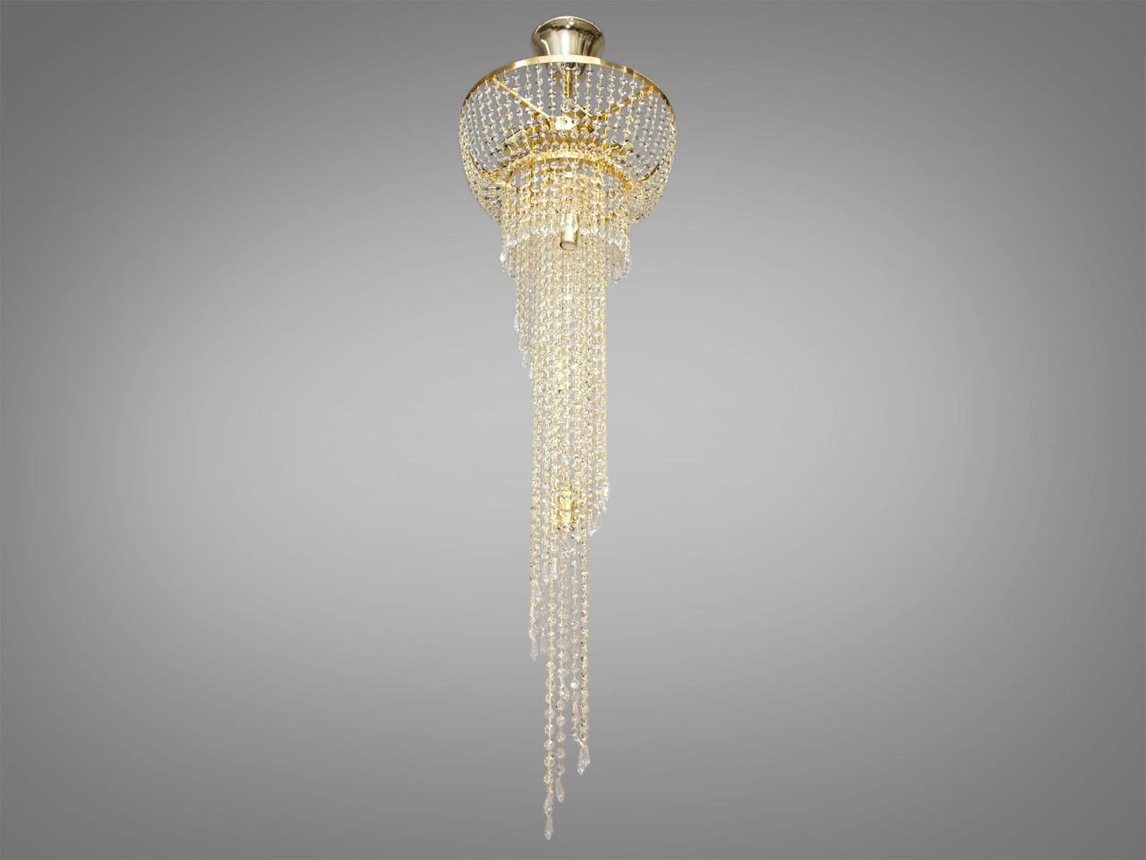 Люстра кришталева FH012-400x1200G-LS 140 см на 7 ламп Золотий (1913588781)