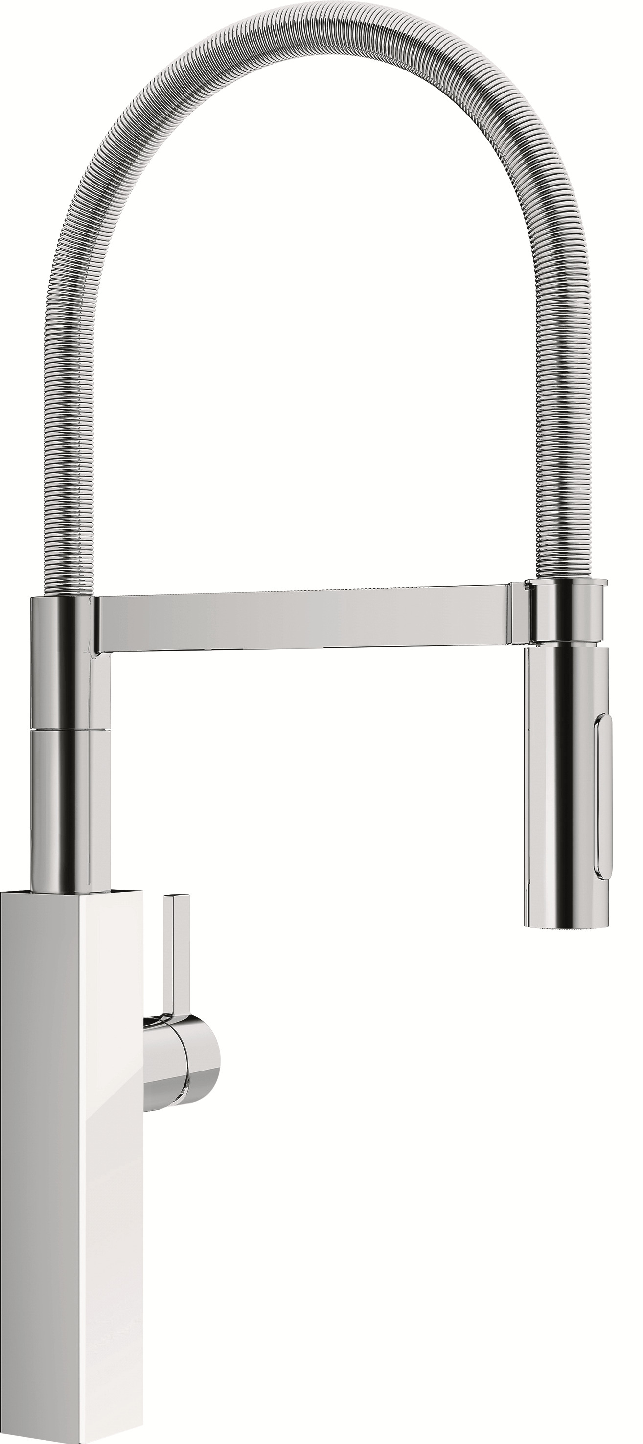 Кухонный смеситель Franke Crystal Semi-Pro с гибким изливом и функцией душа Хром/Белое стекло (115.0474.626)