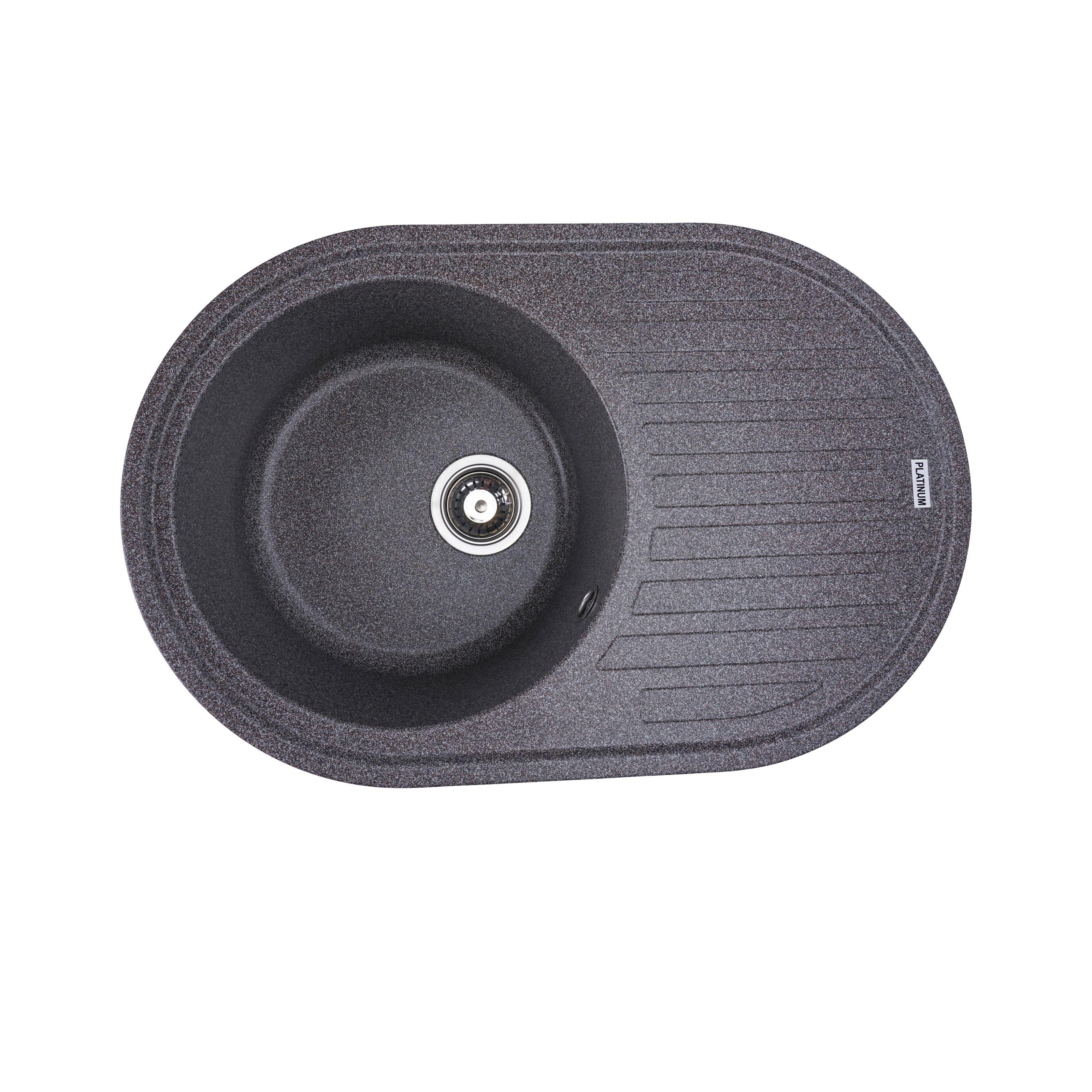 Мойка кухонная Platinum PLS-A25073 гранитная овальная 770x500 мм Серый (25959674) Мойка кухонная Platinum PLS-A25073 гранитная овальная 770x500 мм Серый (25959674)