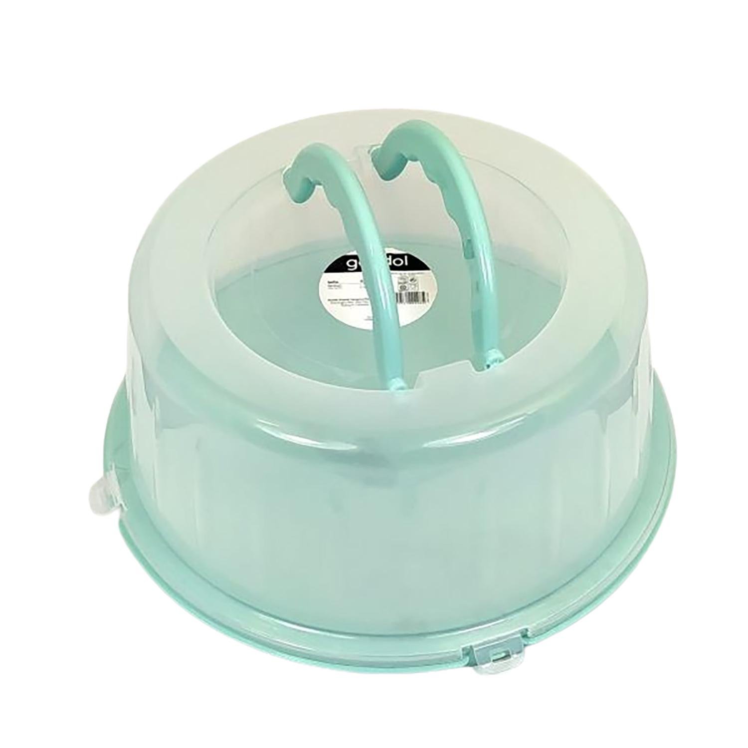 Тортівниця кругла Gondol Plastic G298 з прозорою кришкою на клямках пластикова D 32,5/25,5х12,8 см Зелений (25820567)