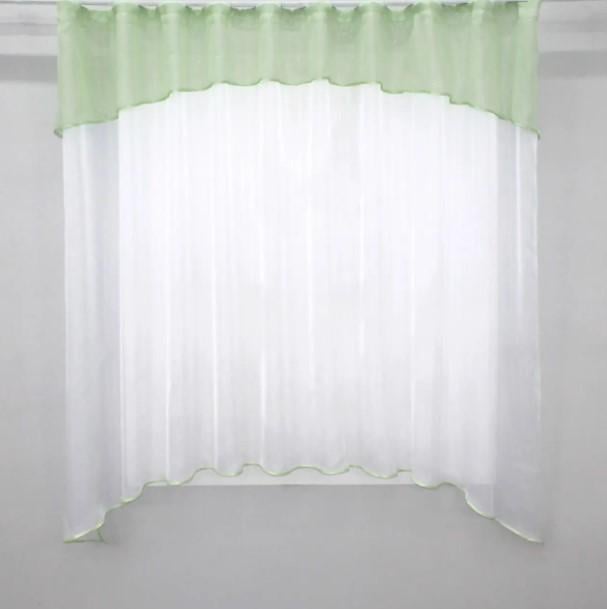 Тюль арка на кухню/балкон 270х170 см Салатовый/Белый (036к)