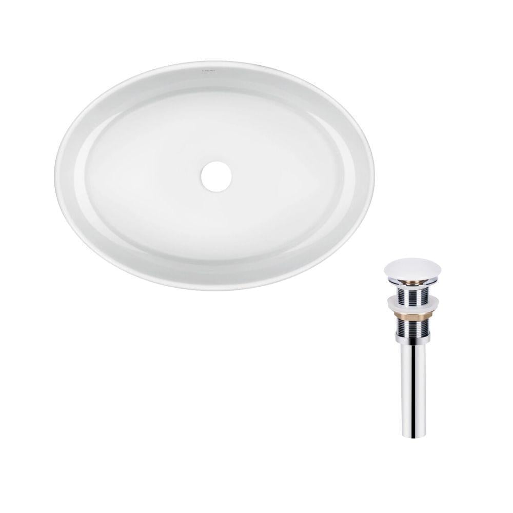 Комплект Qtap Kolibri Раковина накладная овальная 500x360x140 мм White/Донной клапан PU02 (SD00053435)