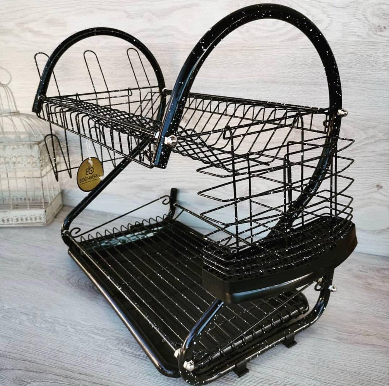 Сушарка Edenberg з нержавіючої сталі для посуду настільна Чорний (EB-2109M) - фото 4