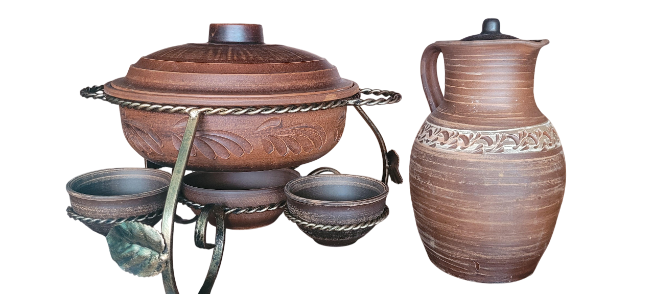 Садж керамический/3 соусника/кувшин