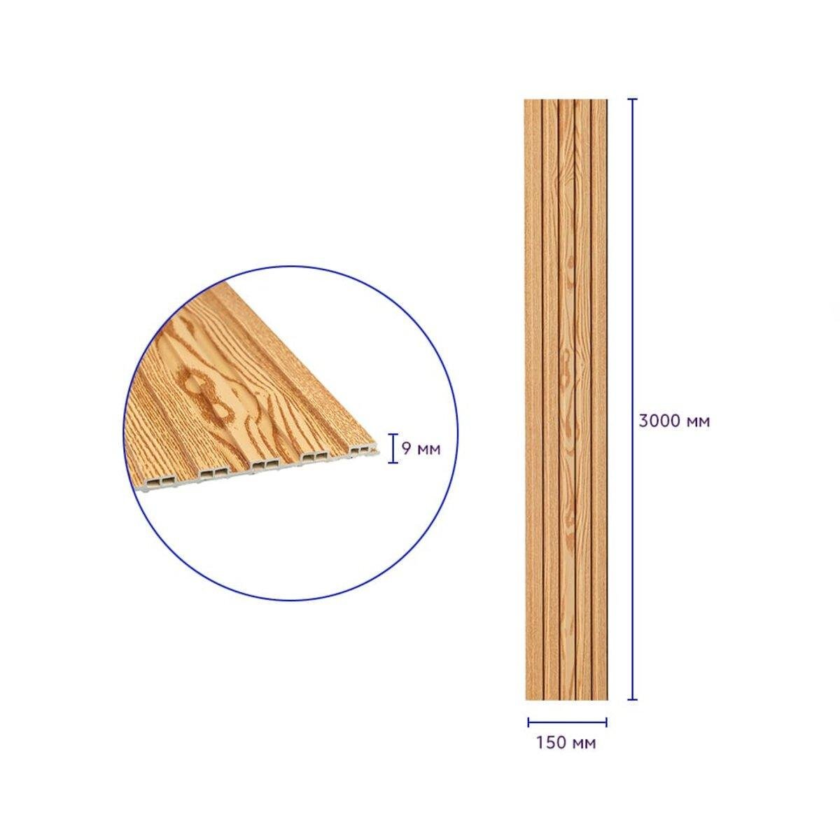Рельс декоративный WPC стеновой 3000х150х9 мм Сосна (SW-00001867) - фото 3 Рельс декоративный WPC стеновой 3000х150х9 мм Сосна (SW-00001867) - фото 3