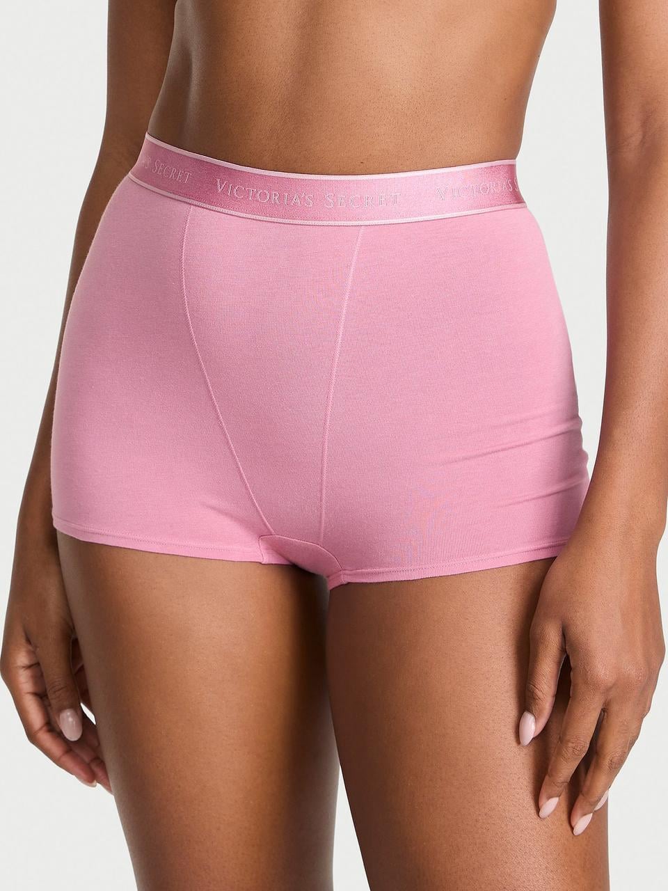 Трусики женские Victoria's Secret Logo Cotton High-Waist Boyshort L Розовый (2718669566)