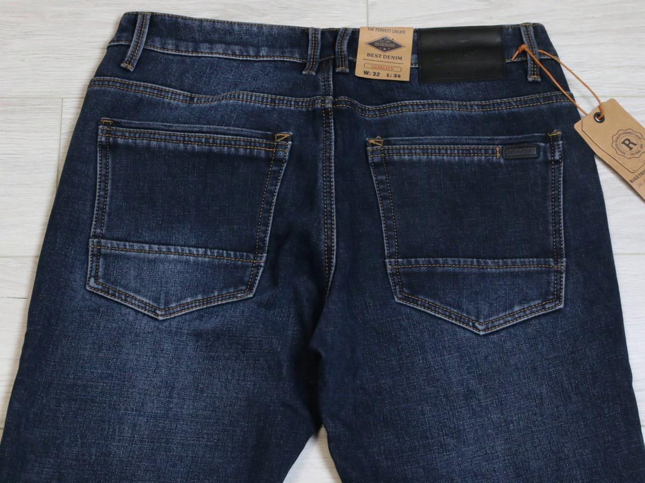 Джинсы мужские зимние Fang с потертостями р. 38 Синий графит (9903) - фото 8