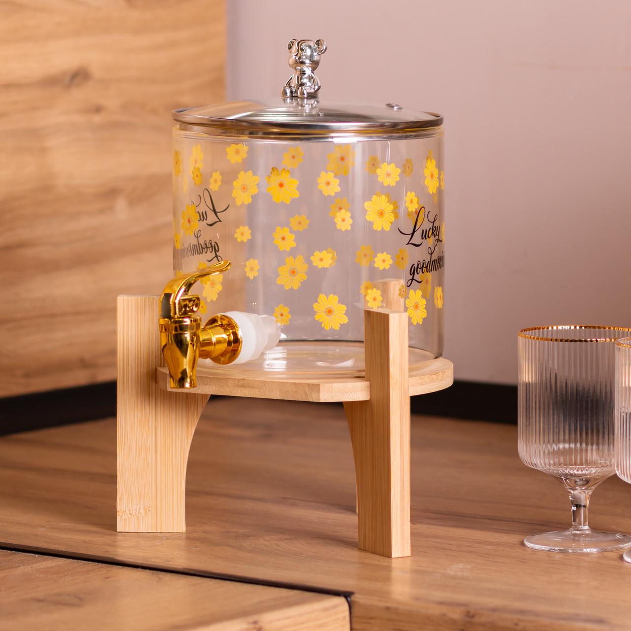 Лимонадница с краном на бамбуковой подставке 2,6 л (HP-34-16) - фото 2 Лимонадница с краном на бамбуковой подставке 2,6 л (HP-34-16) - фото 2