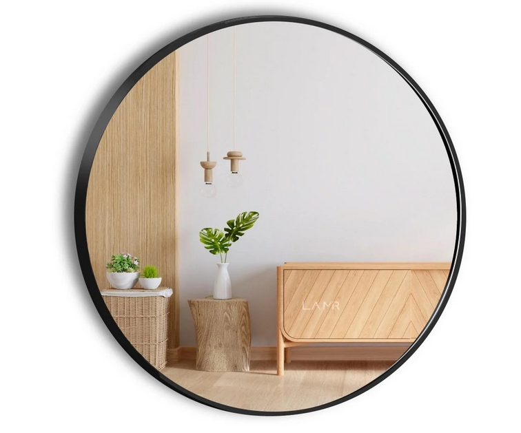 Зеркало с LED подсветкой стены круглое La Mir модель Adeo в черной раме ПВХ c датчиком движения 70х70 см (26223387070-frame)