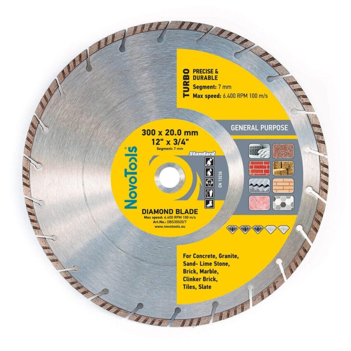 Диск алмазний турбохвиля NovoTools Standard 300 мм 7х20 мм (118956)