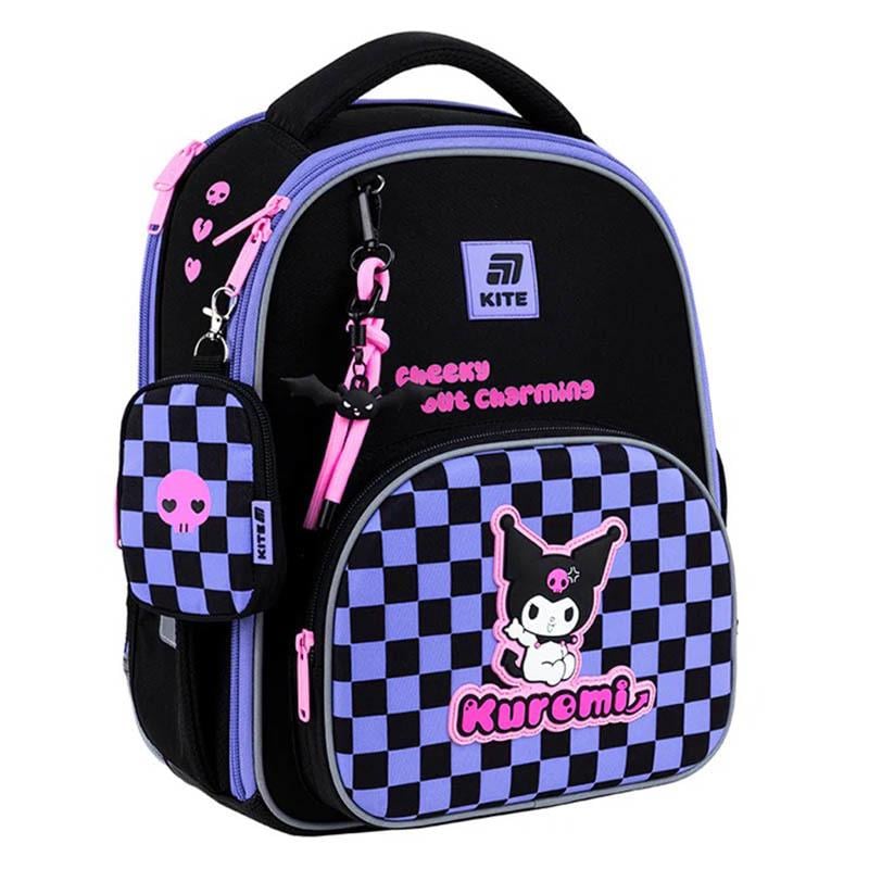 Школьный рюкзак каркасный KITE Education 556 Kuromi 12 л Черный/Фиолетовый (HK25-556M)