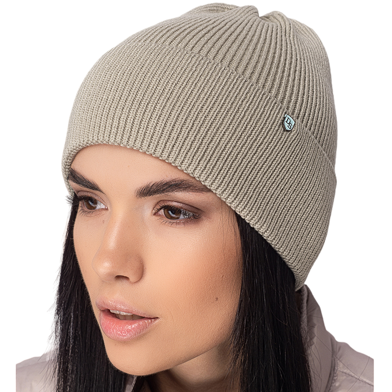 Шапка жіноча Leks ДЮНА з відворотом подовжена без підкладки одинарна one size Фісташковий