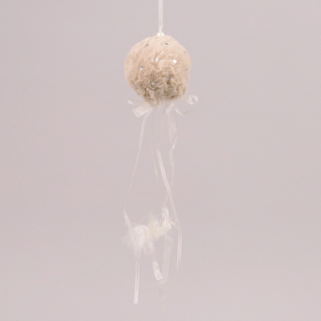 Новогодняя плюшевая подвеска Шарик 8 см (21778)