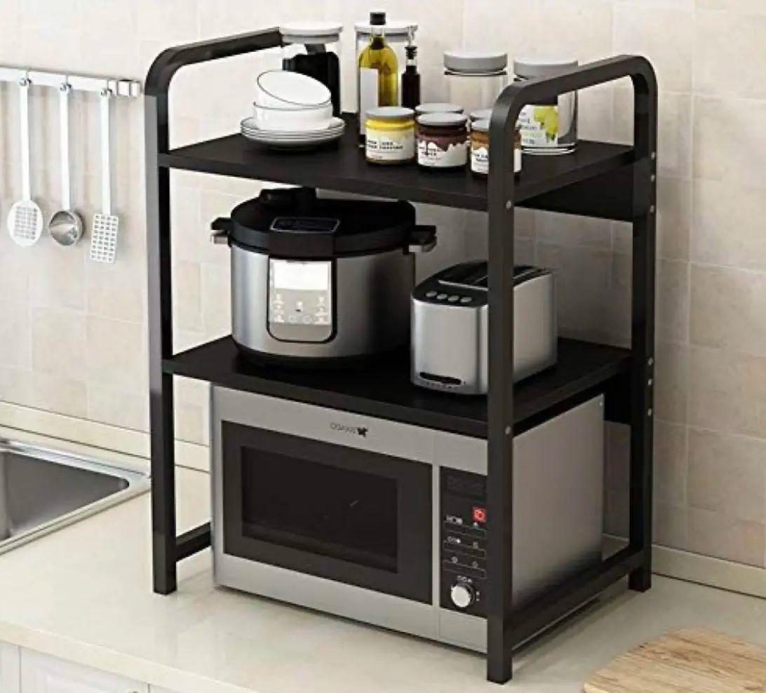 Стеллаж на кухню 48х26х71 см нагрузкой до 15 кг с раздвижными полками Черный (opt-102081)