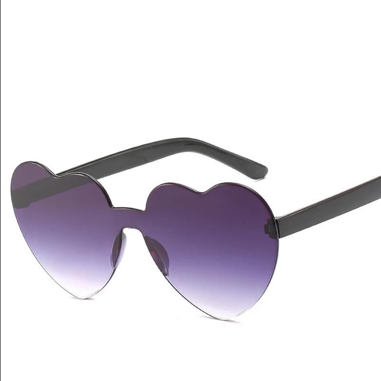 Солнцезащитные очки безоправные в форме сердца Черный градиент