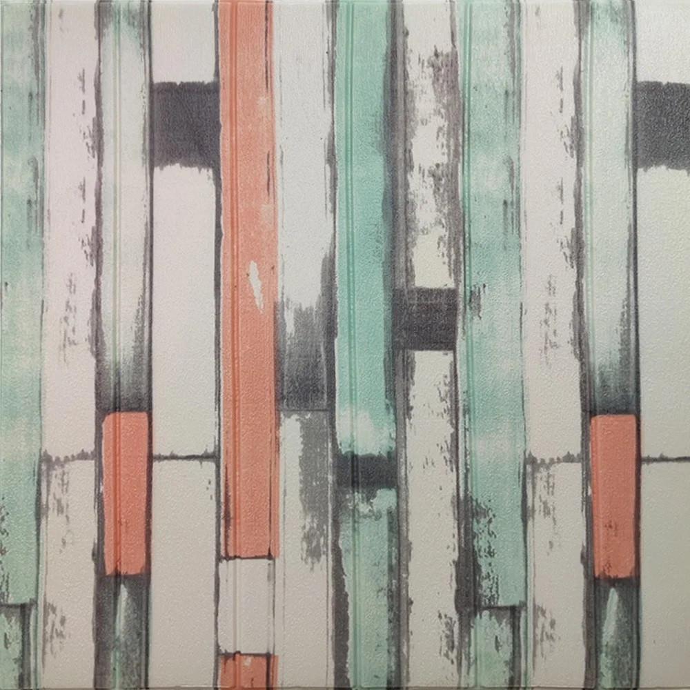 Панель самоклеюча 3D Sticker Wall 700x770x5 мм під дерево М'ятний