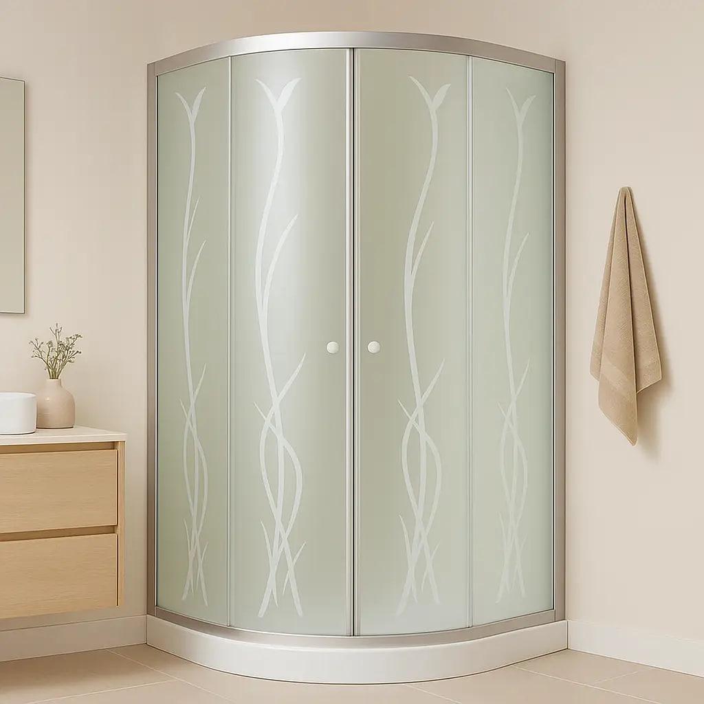 Душова кабіна KO&PO без піддону матове скло з принтом розсувні двері 90х90х180 см (С15088)