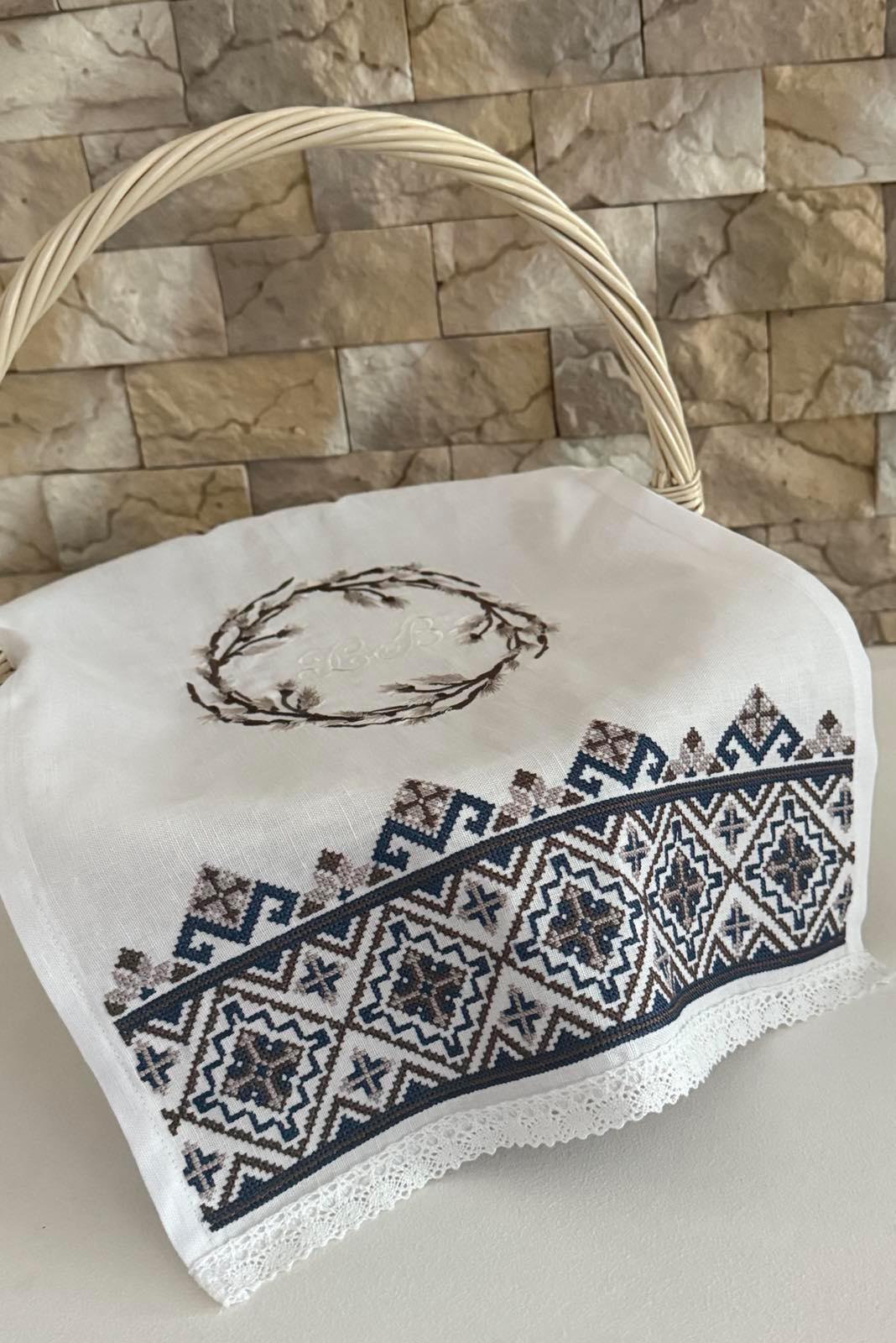 Полотенце пасхальное вышитое Пасхальное крестиком лен 29х48 см Белый (33243093)