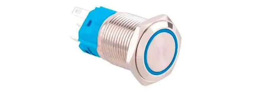 Кнопка поворотна 9-24В LED 5pin 19K-P11D 19 мм Синій
