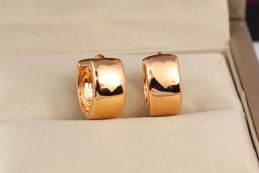Серьги Xuping Jewelry Колечки шагреневое сердце 1,2 см Золотистый (1598618603)