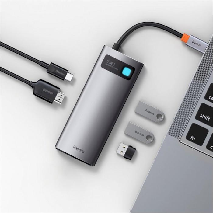 USB-хаб Baseus Metal Gleam Series 5-in-1 Multifunctional Type-C Space Gray (CA -CX0G) - фото 7