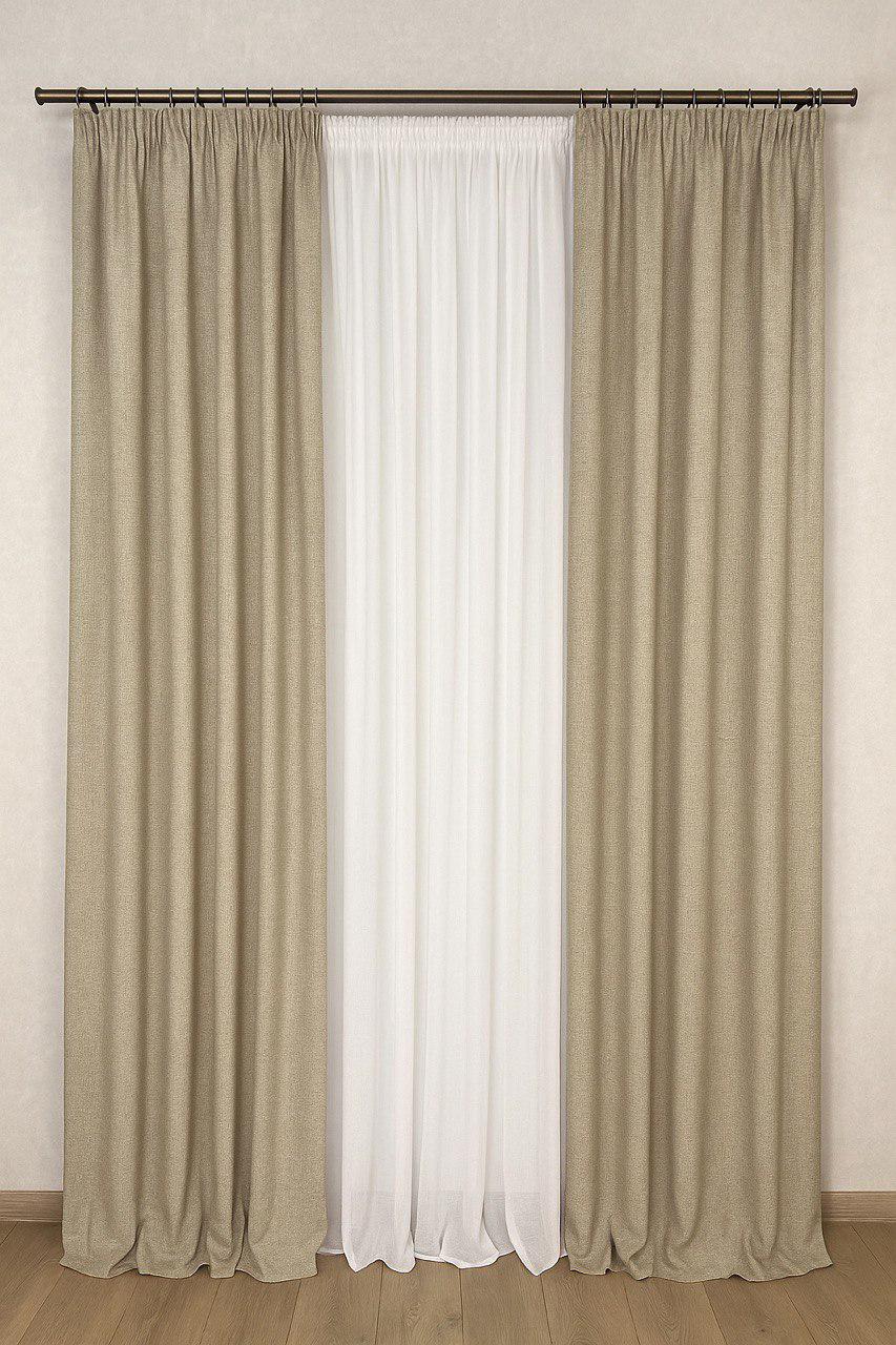 Комплект штор Лен-Рогожка 2 шт. 300x280 см Бежевый - фото 1 Комплект штор Лен-Рогожка 2 шт. 300x280 см Бежевый - фото 1