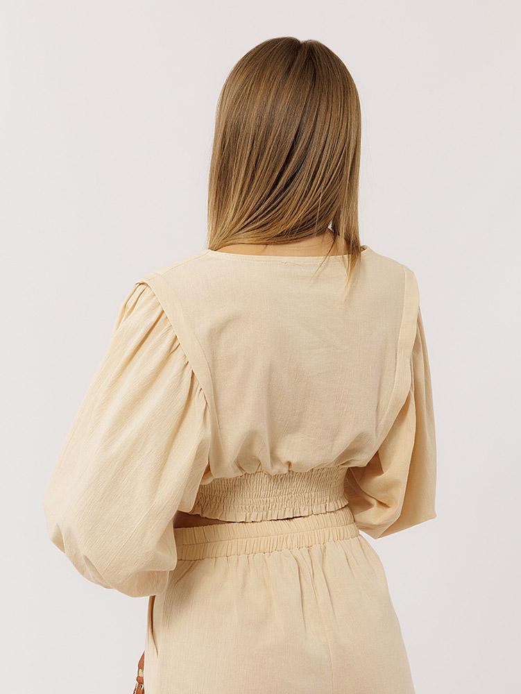 Блуза жіноча ЦБ-00219299 регуля р. 50 Бежевий (SKT000906990) - фото 3 Блуза жіноча ЦБ-00219299 регуля р. 50 Бежевий (SKT000906990) - фото 3