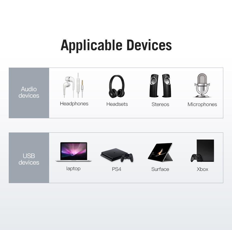 Звукова карта з підтримкою мікрофону Vention USB-2x 3,5 мм minijack 16 біт/48 кГц TRS AUX 3-піновий Сірий (CDKHB) - фото 15