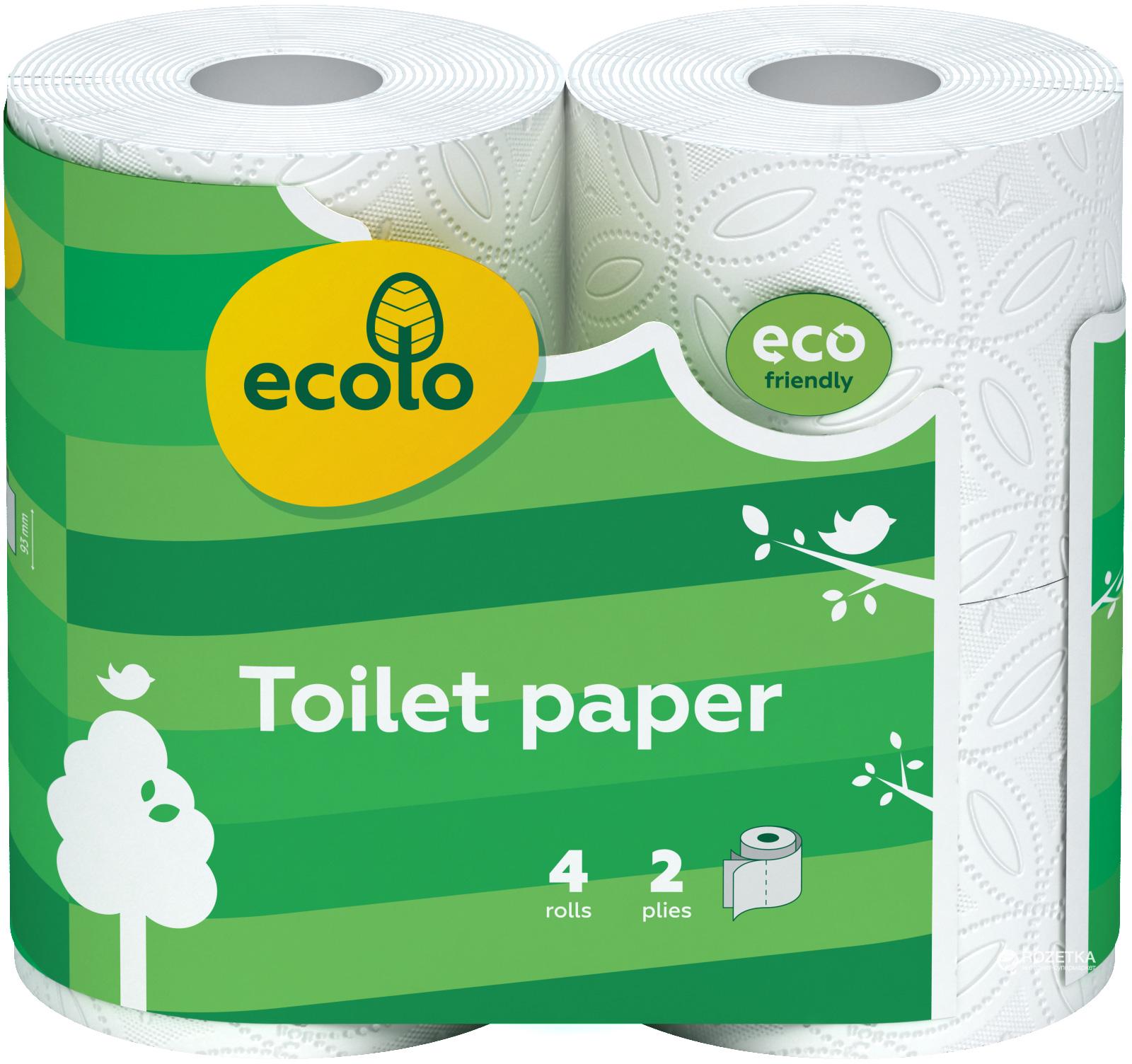 Туалетний папір Ecolo білий 4 рулони