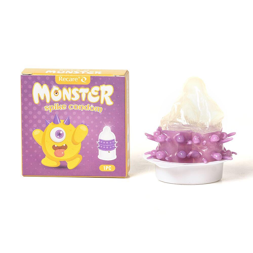 Презерватив Recare Yellow Monster Spike Condom с рядами пупырышек и шипов