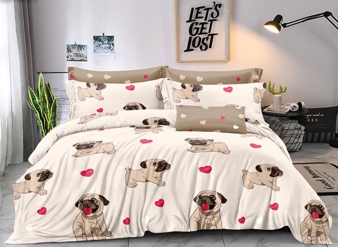 Комплект постельного белья Zastelli 4636 Собачки бязь двуспальный 175*210 белый