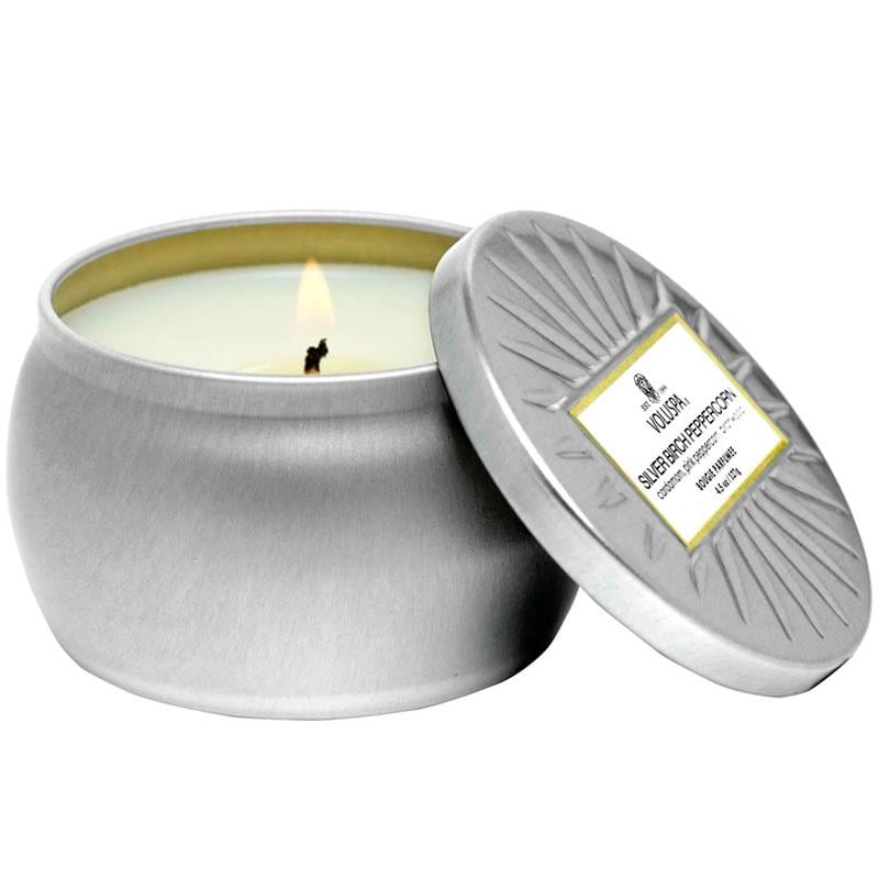 Свеча ароматическая Voluspa Vermeil Silver Birch Peppercorn 127 г металлическая шкатулка (111004552)